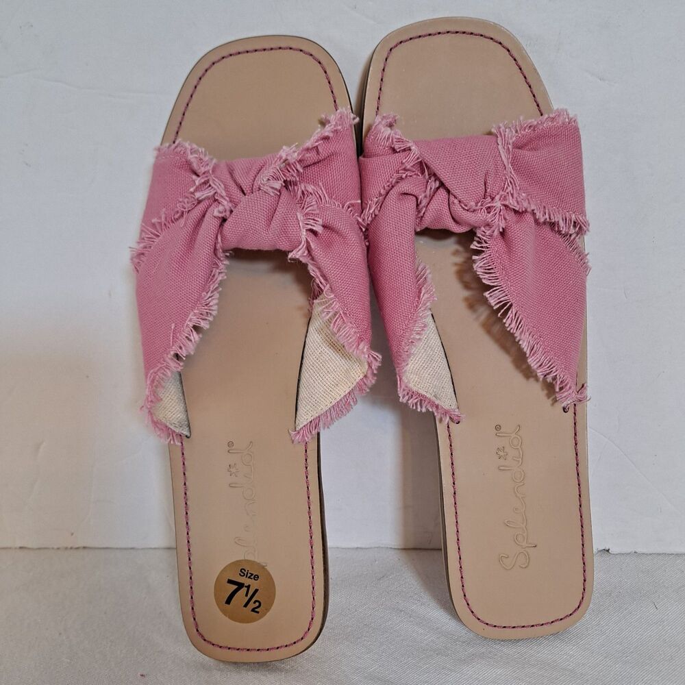 Splendid Women's Fiamma Square Toe Knotted Strap Slide Sandals Size 7.5 Pink